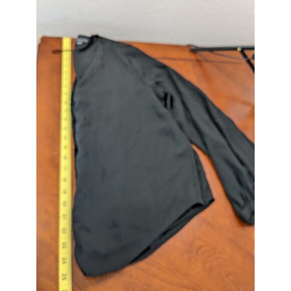 Attention Button Up Blouse M Black Balloon Sleeve VNeck Relaxed Fit Workwear - Picture 7 of 10